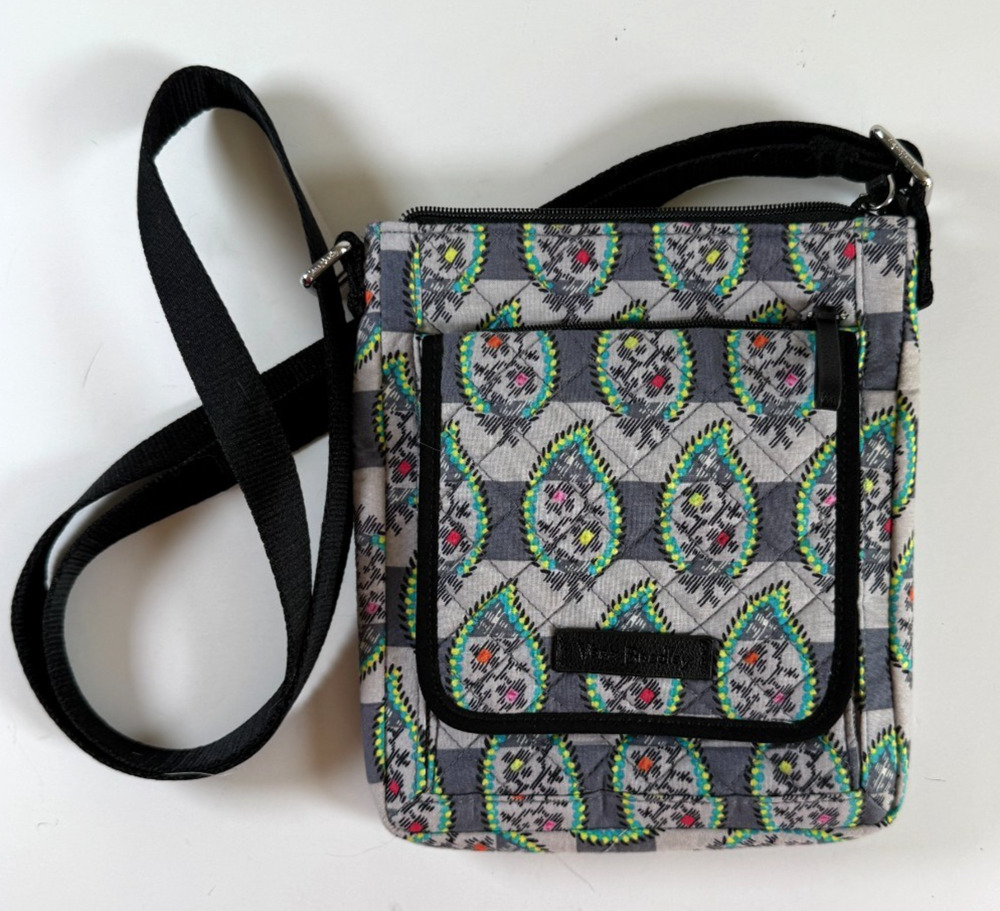 Vera Bradley Retired RFID Mini Hipster Crossbody Gray Teal Multicolor 22158
